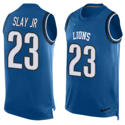 Nike Lions #23 Darius Slay JR Blue Team Color Men's Stitched NFL Limited Tank Top Jersey - Click Image to Close